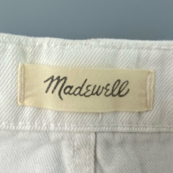Madewell Rigid Denim A-Line white button fly mini skirt with raw edge sz 27 - Picture 3 of 12